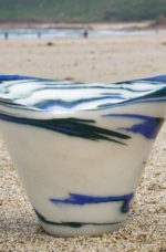 Porcelain white, light blue-green, sky blue marbled bowls
